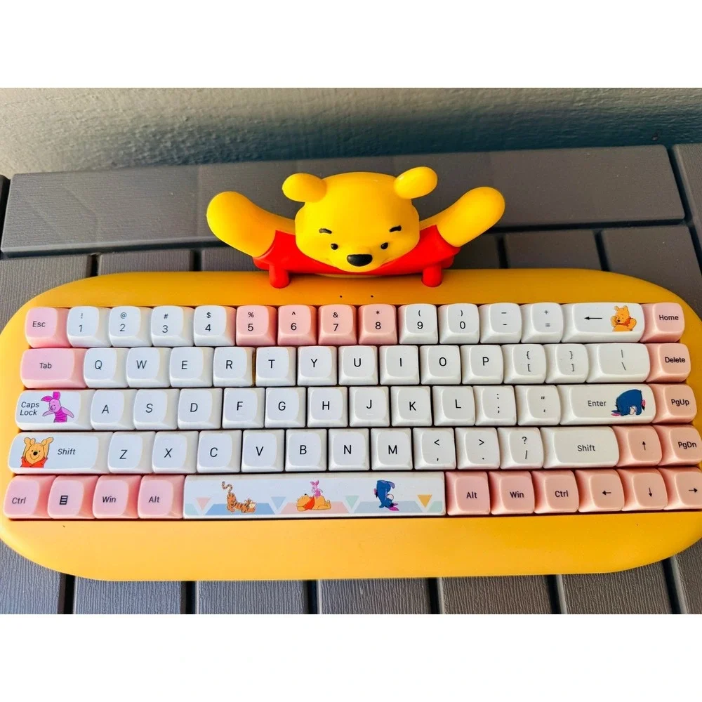 Disney Winnie the Pooh Wireless Mechanical Keyboard Yellow Pink DS20826-FB - BK